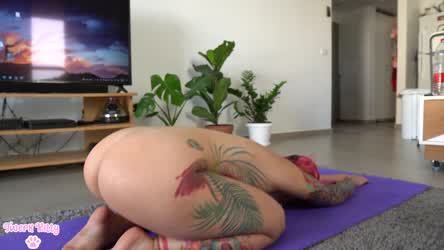 Doing some naked yoga