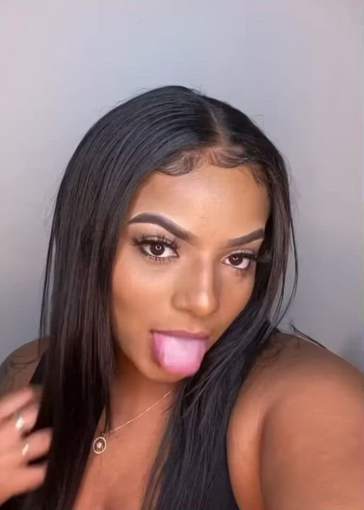 Ebony Long Tongue Model Pretty Tease Throat TikTok clip