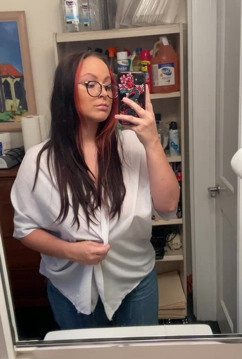 Full time mother, part time receptionist. How bout I flash my mombod from the office?