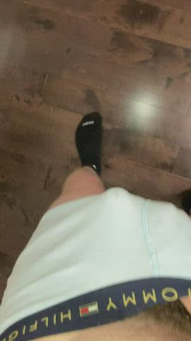 Cumming through my underwear and on my Nike socks. Felt so good I almost lost my
