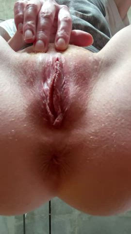 Those lines of wetness when I spread my pussy lips…