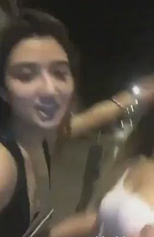 Drunk girls flashing tits