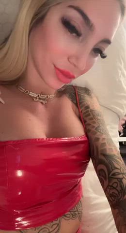 blonde latex lips onlyfans skirt tits clip