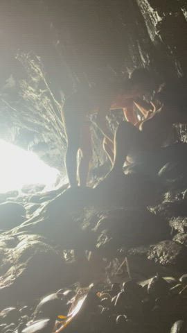 Getting finger fucked good by daddy in an empty sea cave