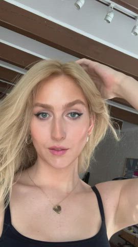 blonde girl dick selfie strip stripping trans clip