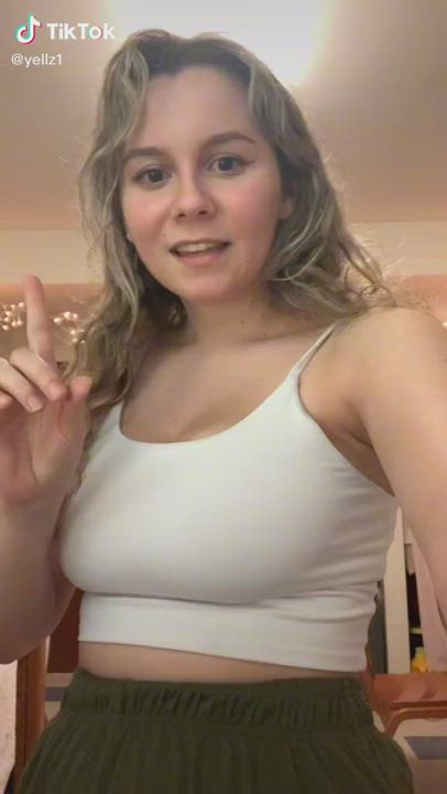 Big Tits Blonde Busty Clothed Cute Natural Teen Tight TikTok Top clip