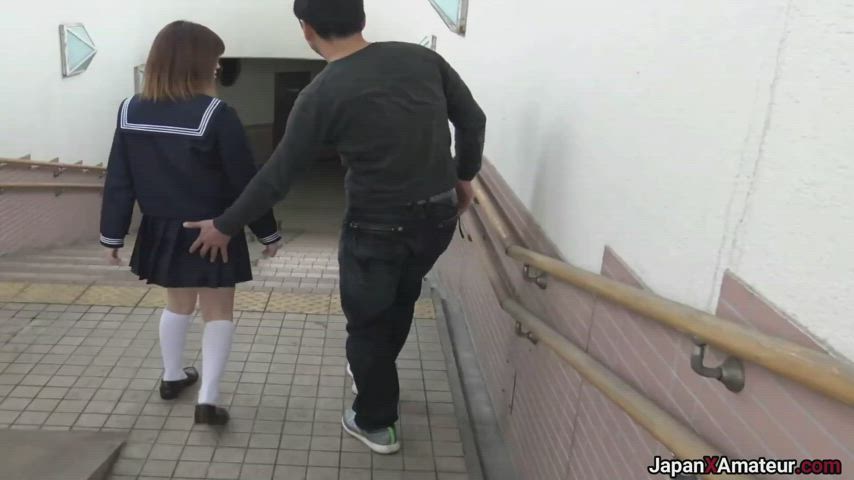 Japanese Girl Sucking Dick And Getting Fucked Inside An Underground Pedestrian Walkway