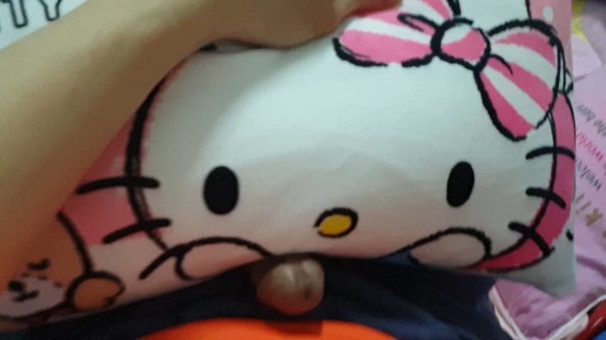 Masturbating pillow humping, hello kitty big face cute pillow