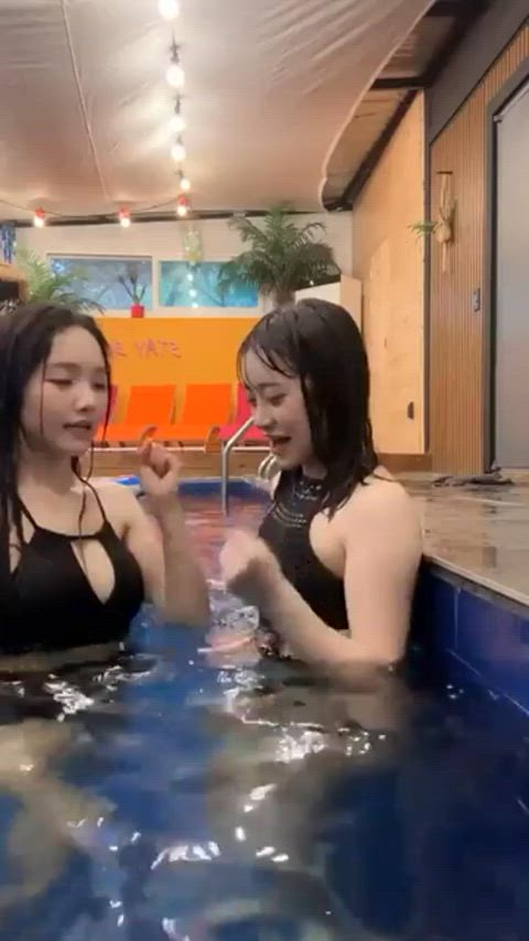 asian ass brunette cute funny porn lesbian pool swimming pool swimsuit clip
