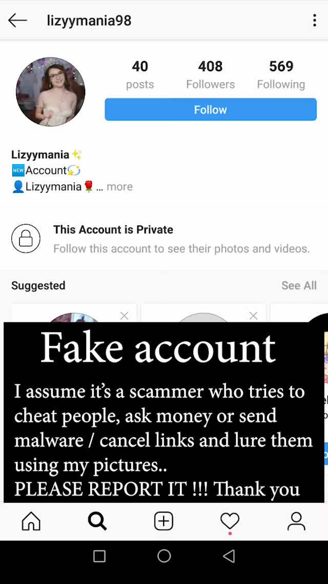 Report Fake account who tries to scam people using my images LyzMania