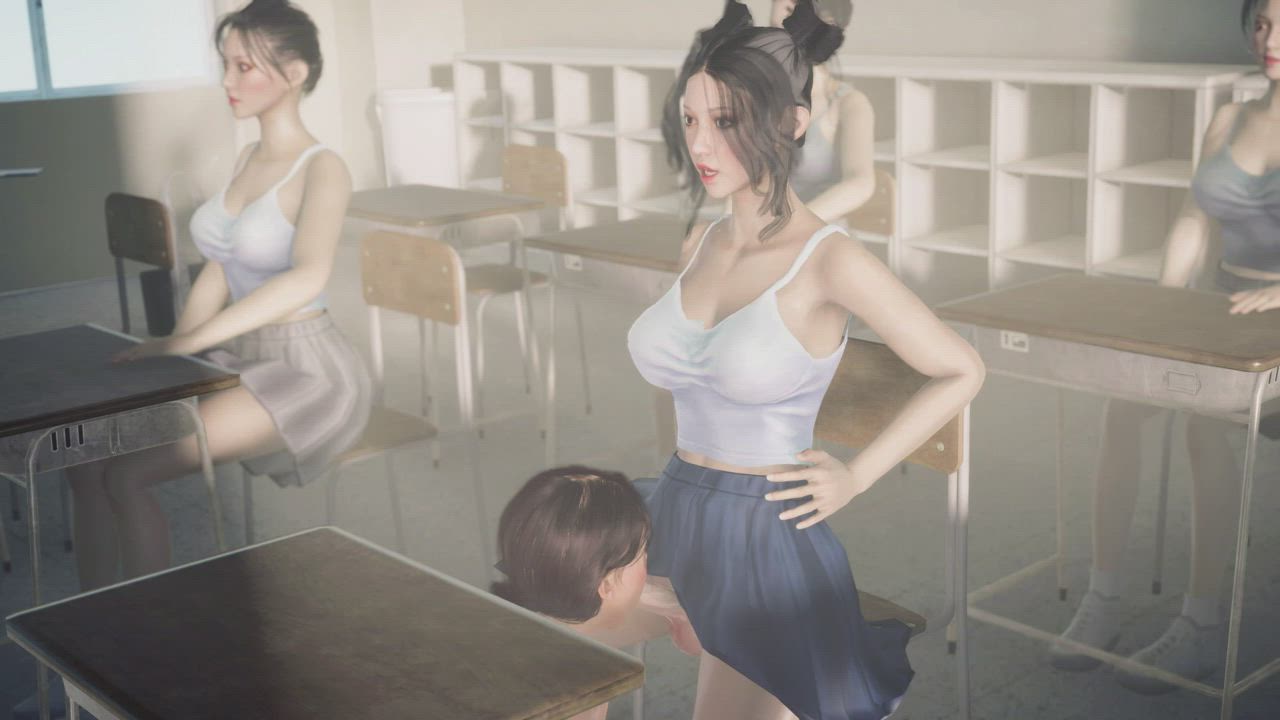 Public Classroom Futa Submissive blowjob (YukiRed3D)