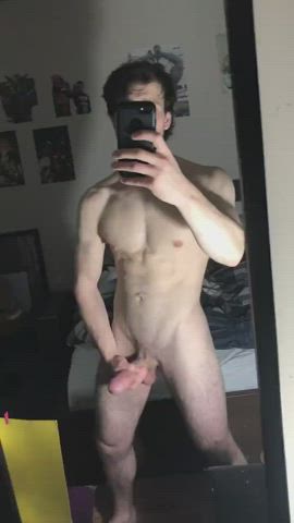 big balls big dick gay jerk off male masturbation mirror solo teen clip