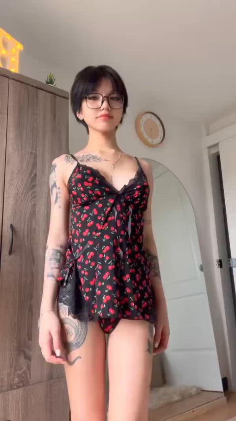 asian bubble butt bulge cute panties tattoo tattooed trans woman trans girls clip