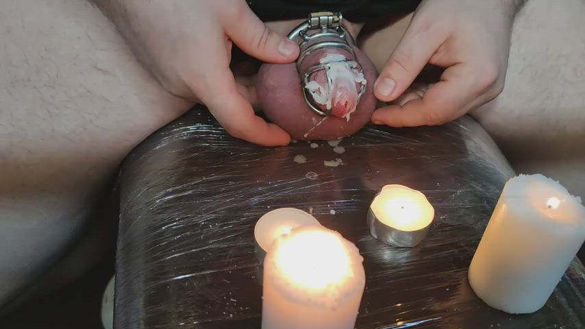 CBT Candle Wax Chastity Virgin clip