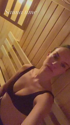 bikini brunette celebrity cleavage josephine skriver model natural tits sauna small