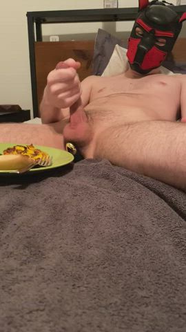 cum food fetish gay puppy clip