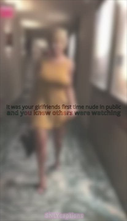Caption Cuckold Flashing Girlfriend Hotwife Public Sharing Tease Teasing clip