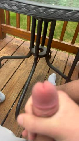 I cum so hard while jerking on the deck