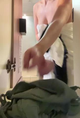 Feeling horny post workout so did a little tease in the locker room! [GIF]