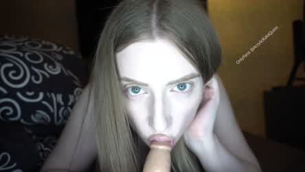 Close Up Cute Dildo Masturbating POV Redhead Sucking Trans clip