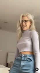 Belly Button Blonde Braless Cute Dancing Glasses Jeans Nipples Smile TikTok Tits