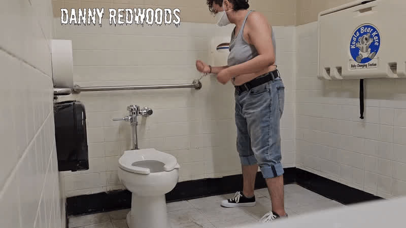 bathroom clothed ftm handcuffed jeans mask public toilet trans trans boy clip