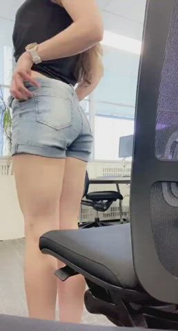 amateur asshole homemade jean shorts jeans office clip