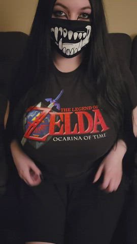 what a big boobs behind a zelda shirt