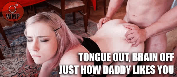 ahegao blonde caption cute doggystyle long tongue non-nude pale submissive tongue