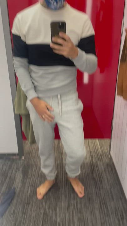 Trying on new sweat pants. How do they fit?