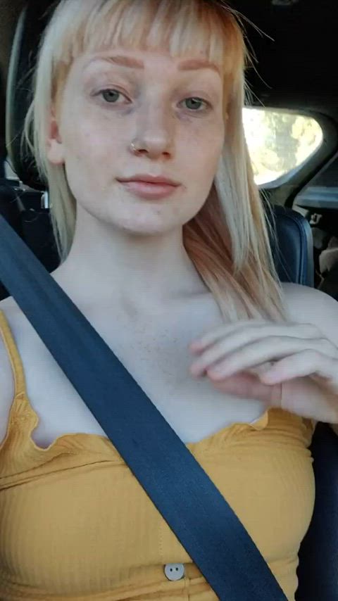 Boob flash in the car