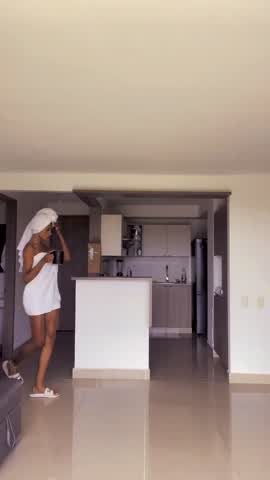 She looks amazing in just a towel