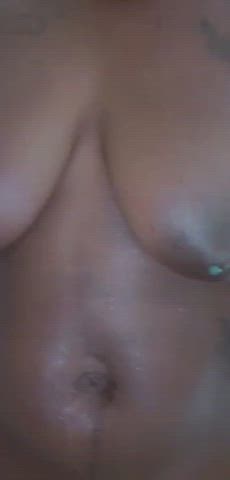 Boobs Ebony Nipple Piercing Shower clip