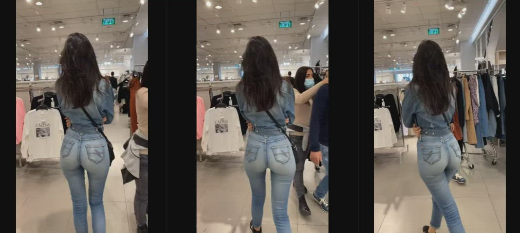 ass brunette camel toe gap jeans split screen porn clip