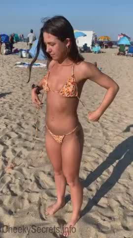 barely legal beach bikini girlfriend nude nudist public topless clip