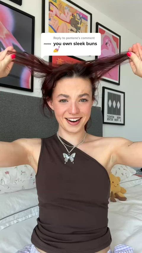 armpit armpits brunette clothed cute non-nude tiktok clip