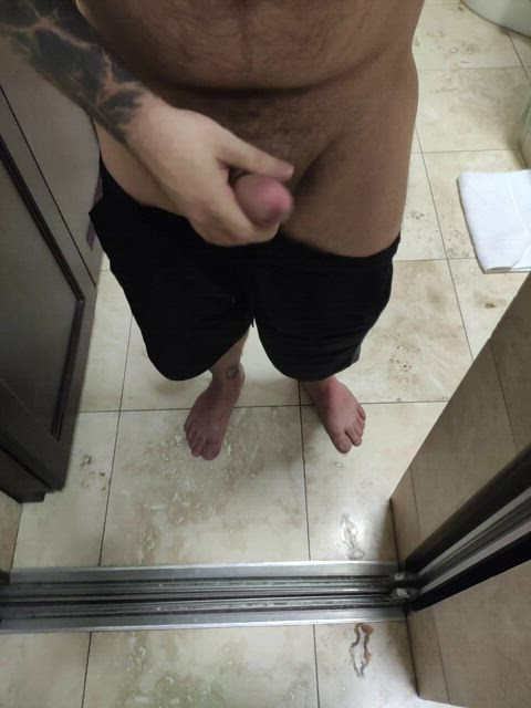 cock foreskin male masturbation masturbating bathroom clip