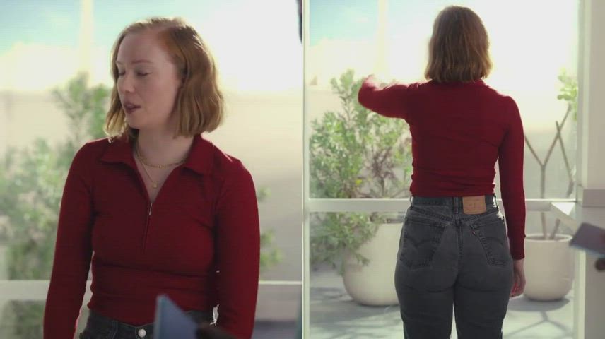 Ass Big Ass Booty Bubble Butt Jeans Pale Redhead clip