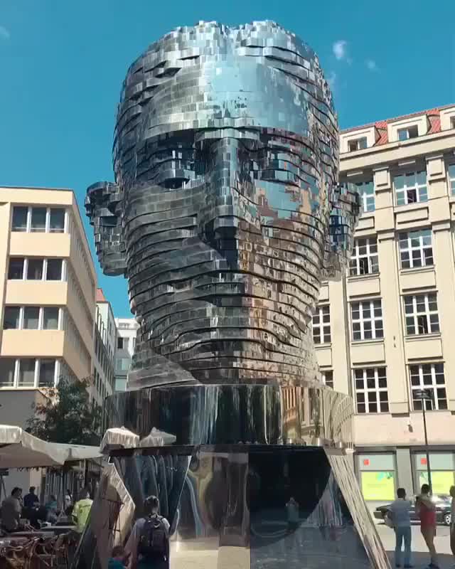 Metalmorphosis sculpture of Franz Kafka in Prague