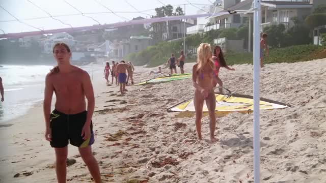 Pamela Anderson - Baywatch - S03E06 - wearing neon string bikini, oiled up, at party