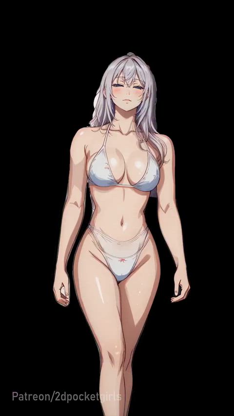 animation anime bikini ecchi hentai manga micro bikini white hair animated-sex ecchi-anime