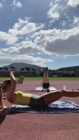 Blonde Outdoor Workout clip