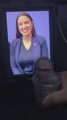Wife is gone - pumping my cock to AOC and any other big tit political sluts/celebs