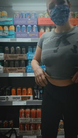 Flashing my thirsty fuckmeat at the liquor store (hoping to find a....