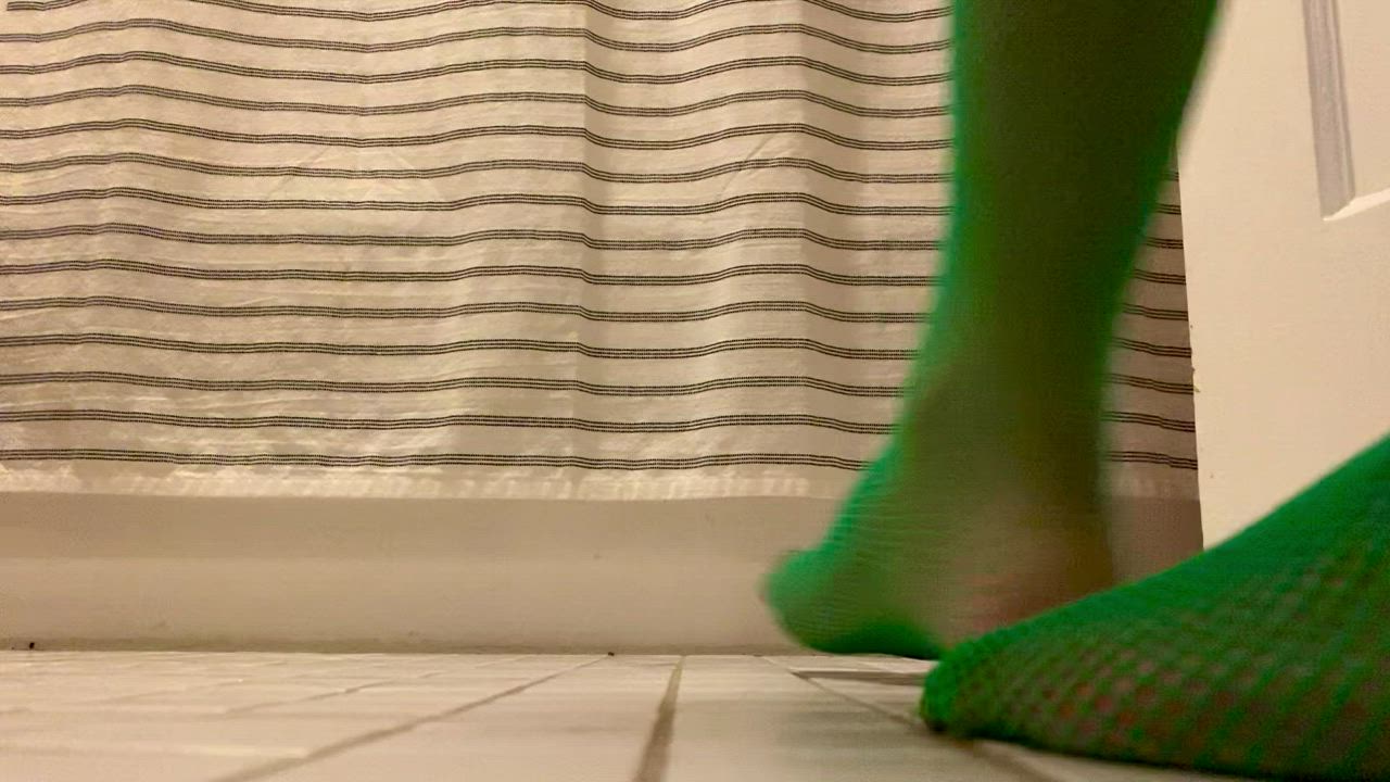How do they look in green fishnets next to my pussy?