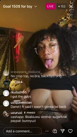 ass busty clit rubbing close up ebony flashing masturbating natural tits pussy clip