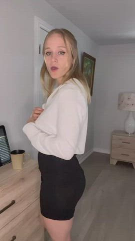 blonde coworker dildo doggystyle missionary role play skirt upskirt clip