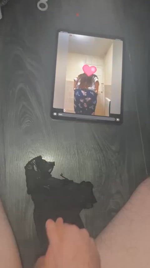 big cumshot while looking at a small clip of the woman I’m talking to while releasing