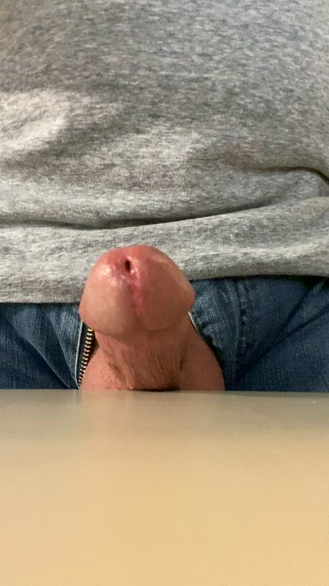 [54] After leaking precum all morning I finally shot this huge load on my desk by