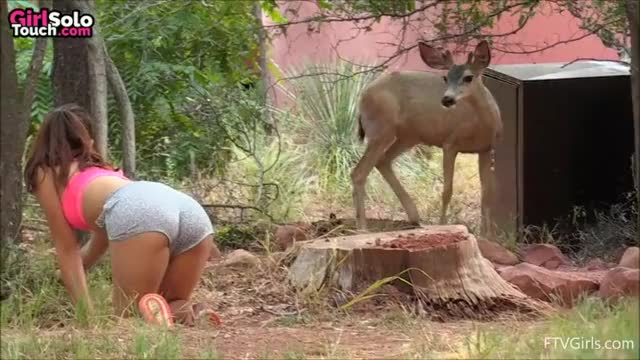 (GFY) Girl trying to feed deer